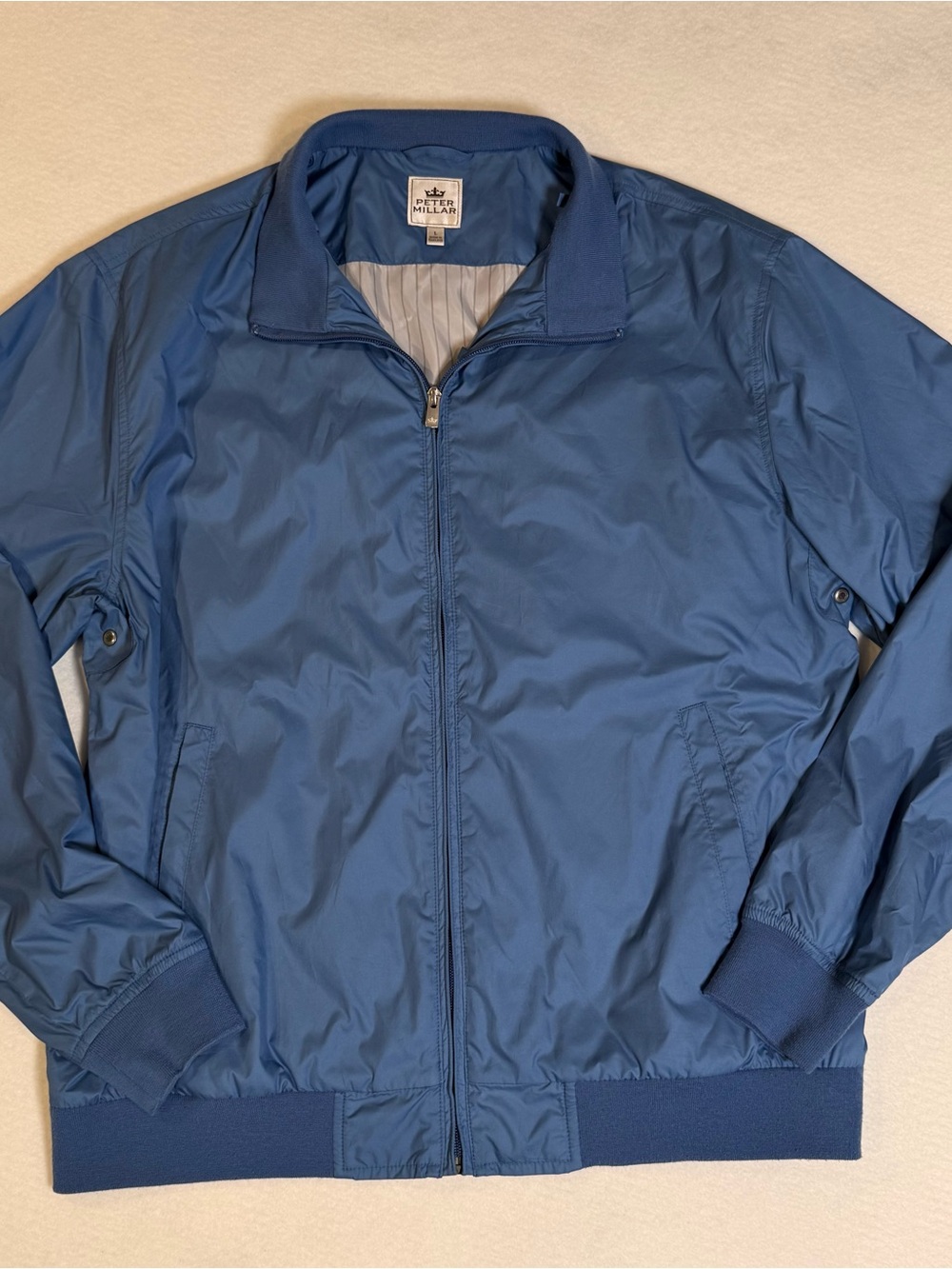 Peter Millar Blue Full Zip Bomber Windbreaker Jacket. Men’s size L